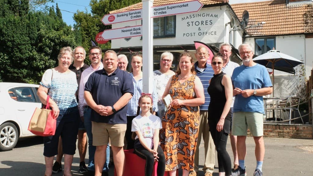 Members of the Great Massingham community outside Norfolk Stores